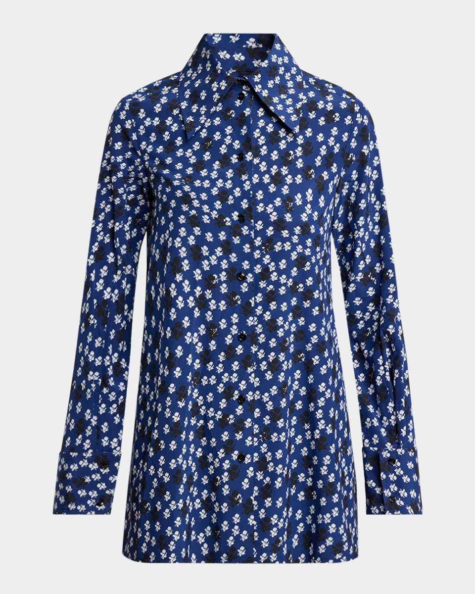 Emmeline Floral Print Silk-Blend Shirt